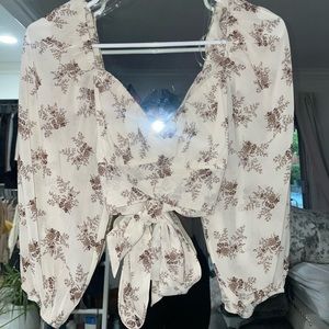 floral back tie top